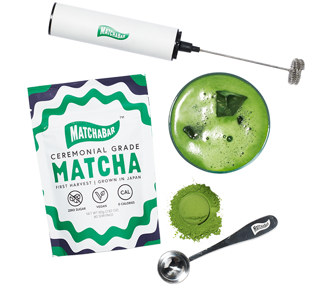 MatchaBar Ceremonial Grade Matcha Green Tea (30g) + Electric Matcha Whisk  Bundle